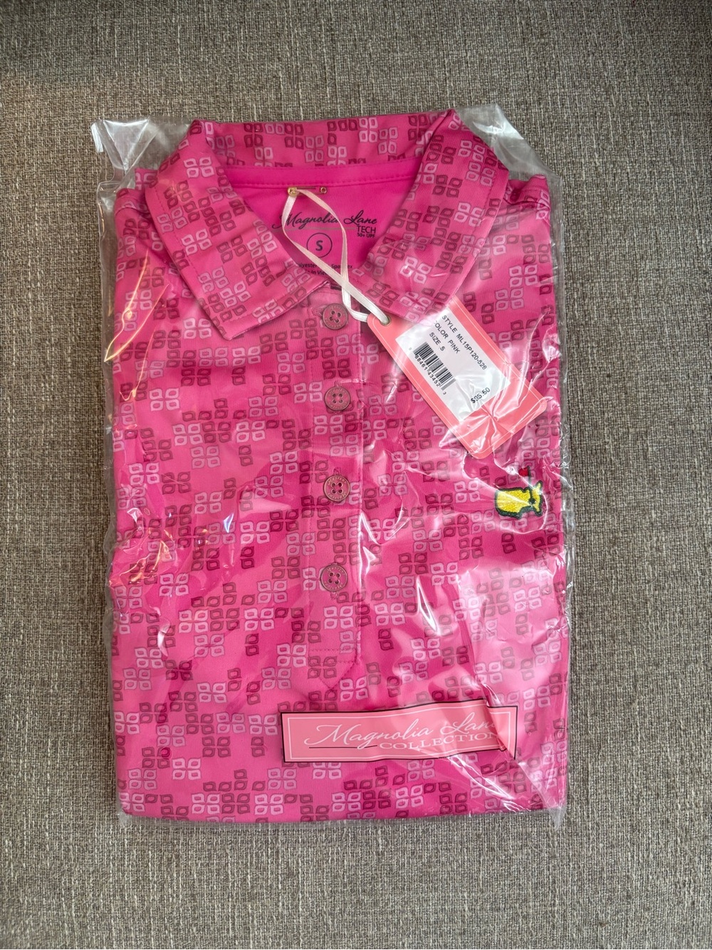 Magnolia Lane Collection Hot Pink Geometric Women’s Golf Shirt Size Small